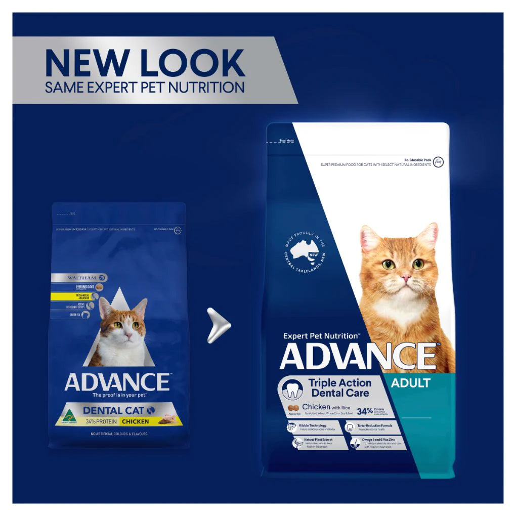 Advance Adult Cat Dry Food Triple Action Dental Care Chicken & Rice Recipe 2kg