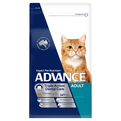 Advance Adult Cat Dry Food Triple Action Dental Care Chicken & Rice Recipe 2kg