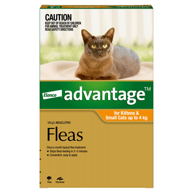 Advantage Fleas Kittens & Cats up to 4kg (6 x 0.4ml Tubes)