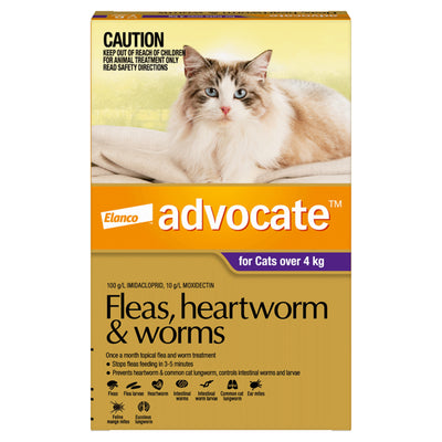 Advocate Fleas, Heartworm & Worms Cats over 4kg (3 x 0.8ml Tubes)