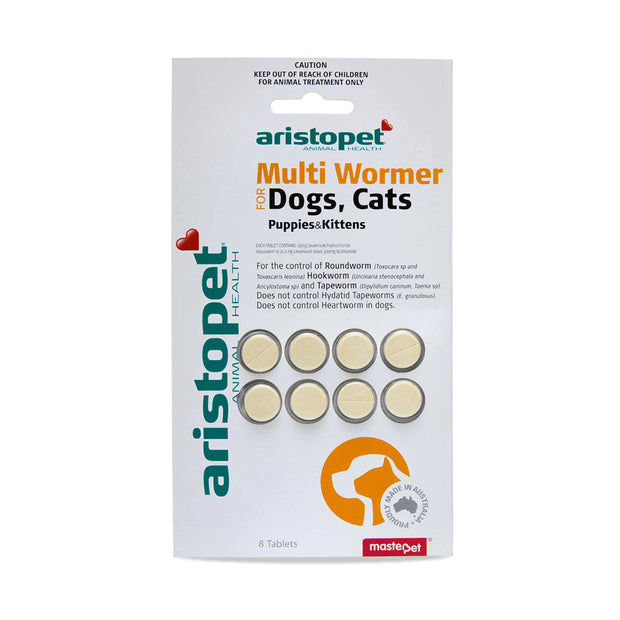 Aristopet Multi Wormer for Dogs Cats Puppies & Kittens - 8 Tablets