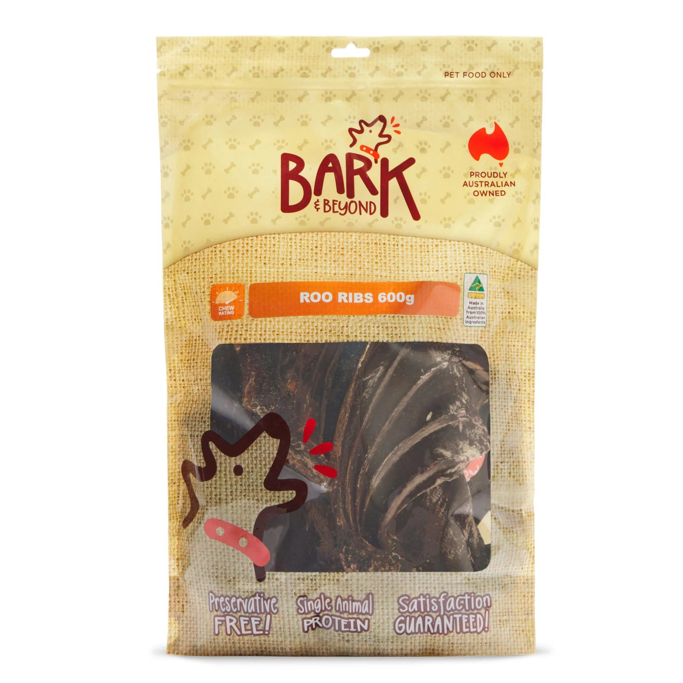 Bark & Beyond Kangaroo Ribs Dog Chew - 600g