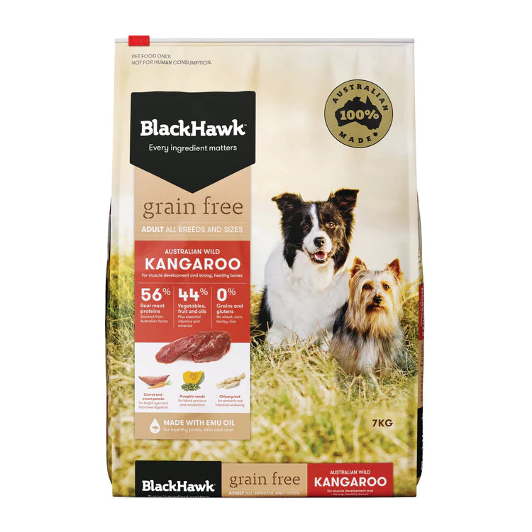 Black Hawk Adult Dog Food GRAIN FREE Kangaroo Recipe