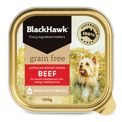 Black Hawk Adult Dog Grain Free Wet Food Tray Beef - 9 x 100g