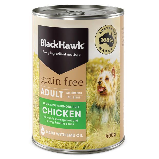 Black Hawk Adult Dog Grain Free Wet Food Tins Chicken - 12 x 400g