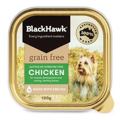 Black Hawk Adult Dog Grain Free Wet Food Tray Chicken - 9 x 100g