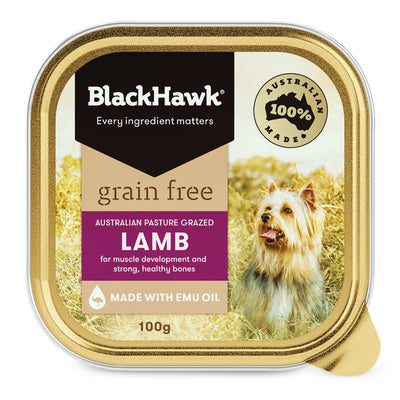 Black Hawk Adult Dog Grain Free Wet Food Tray Lamb - 9 x 100g