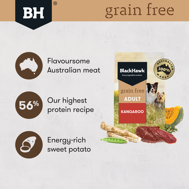 Black Hawk Adult Dog Food GRAIN FREE Kangaroo Recipe