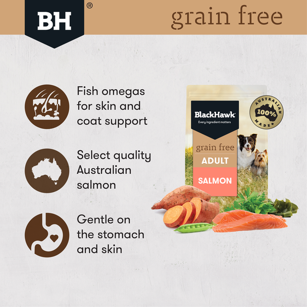 Black Hawk Adult Dog Food GRAIN FREE Salmon Recipe