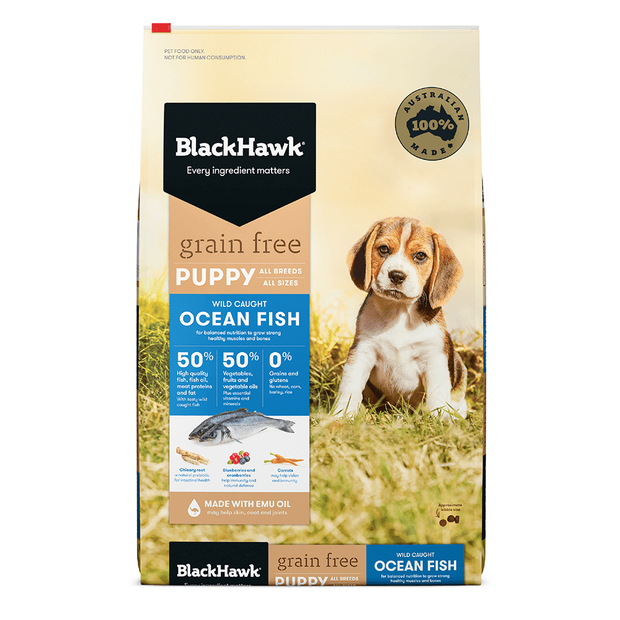 Black Hawk Puppy Dog Dry Food GRAIN FREE Ocean Fish Recipe