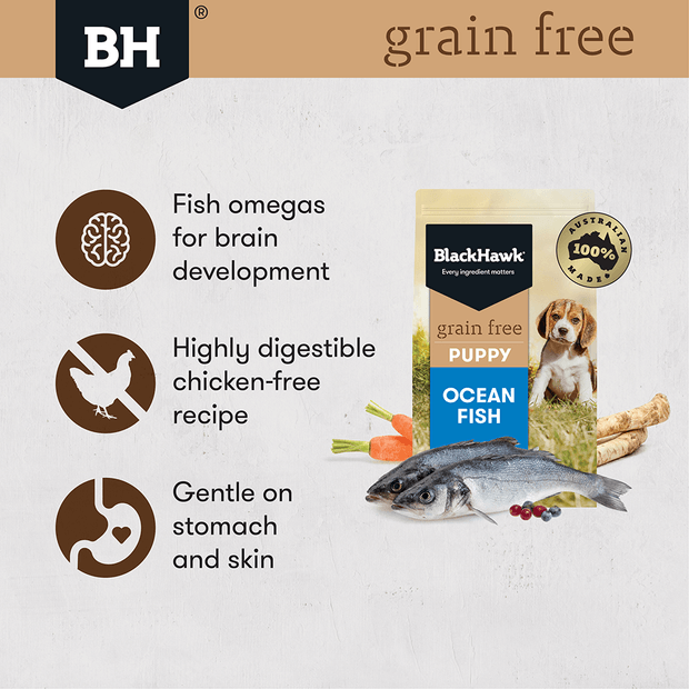 Black Hawk Puppy Dog Dry Food GRAIN FREE Ocean Fish Recipe