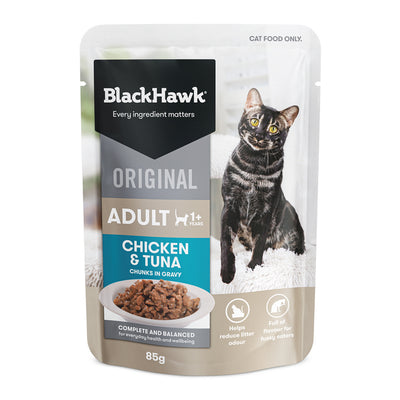 Black Hawk Pouches Adult Cat Wet Food Chicken & Tuna in Gravy 12 x 85g