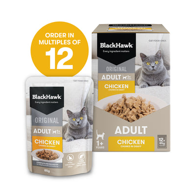 Black Hawk Pouches Adult Cat Wet Food Chicken in Gravy 12 x 85g