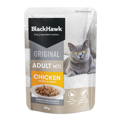 Black Hawk Pouches Adult Cat Wet Food Chicken in Gravy 12 x 85g