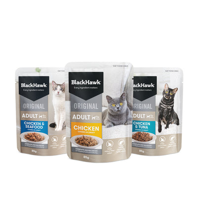 Black Hawk Pouches Adult Cat Wet Food Variety Pack in Gravy 12 x 85g