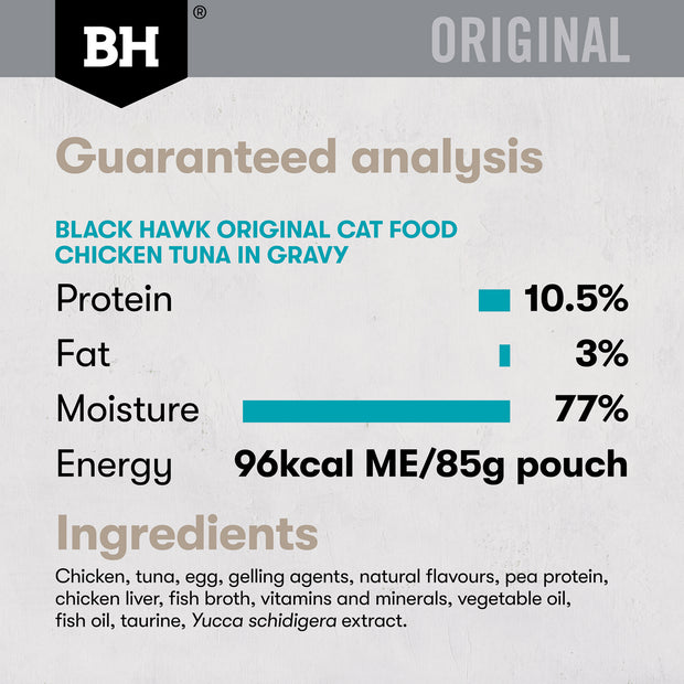 Black Hawk Pouches Adult Cat Wet Food Variety Pack in Gravy 12 x 85g