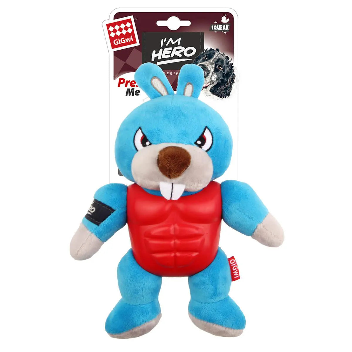 GiGwi I'm Hero Squeaker Plush Dog Toy - Rabbit