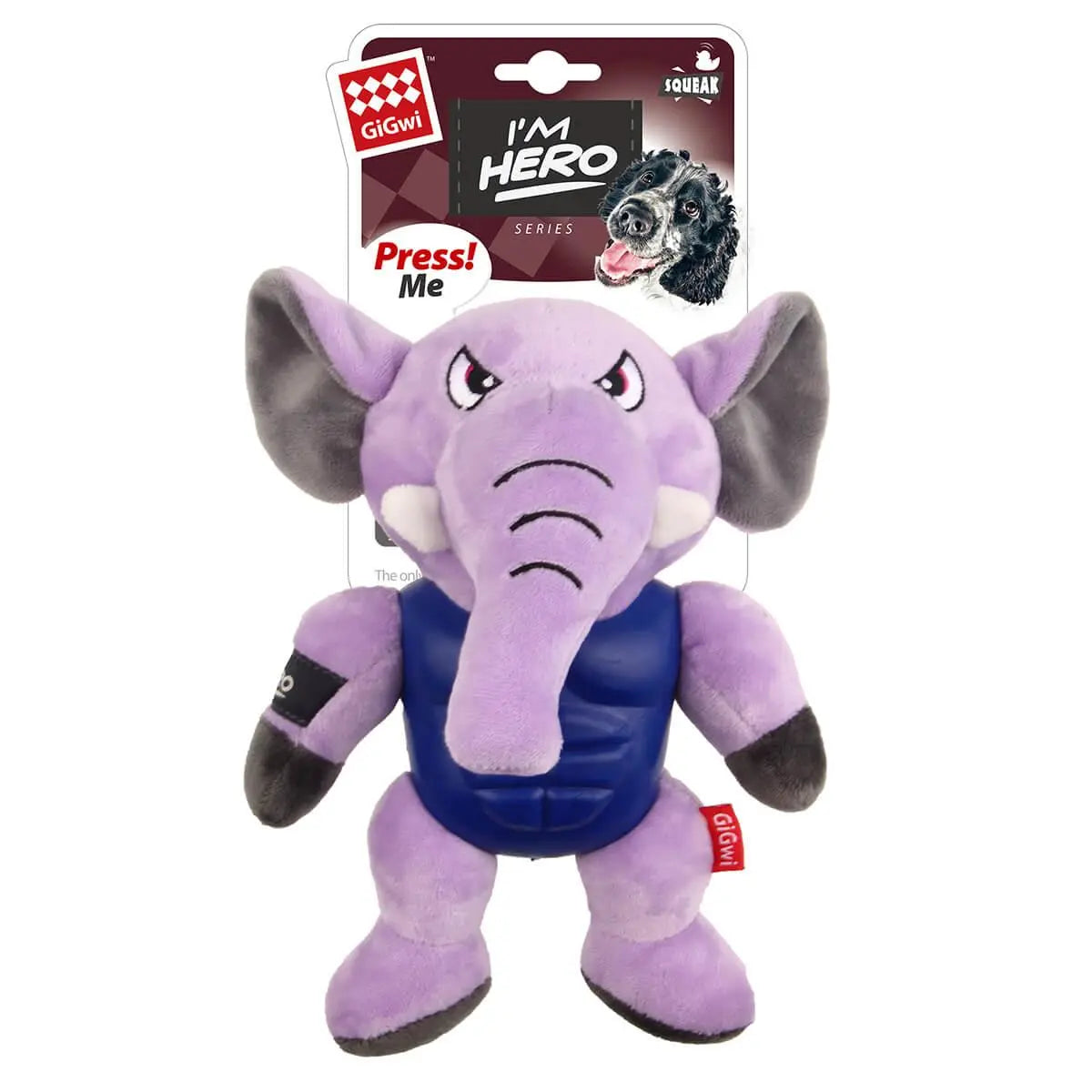 GiGwi I'm Hero Squeaker Plush Dog Toy - Elephant