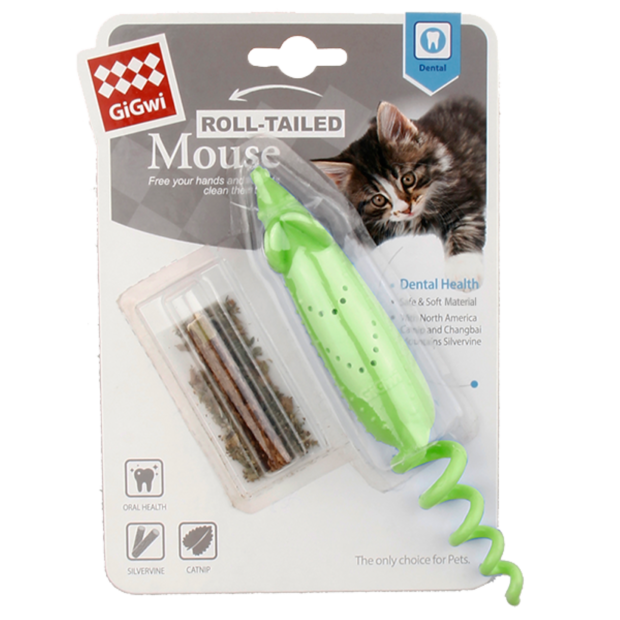 GiGwi Roll Tailed Mouse Cat Toy with Catnip