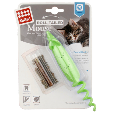 GiGwi Roll Tailed Mouse Cat Toy with Catnip