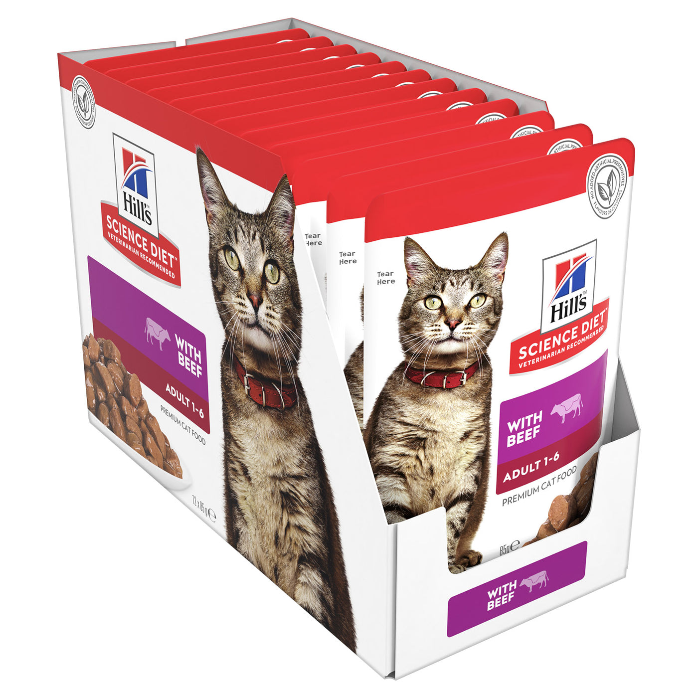 Hill’s Science Diet Adult Cat (1-6) Wet Food Beef Pouches 12 x 85g