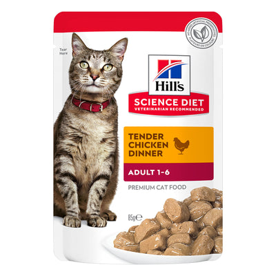 Hill’s Science Diet Adult Cat (1-6) Tender Chicken Pouches 12 x 85g