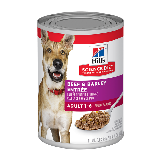 Hill's Science Diet Adult Dog Wet Food Trays Beef & Barley Entrée  12 x 370g