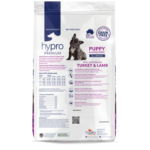 Hypro Premium Puppy Dry Food GRAIN FREE  Turkey & Lamb Recipe