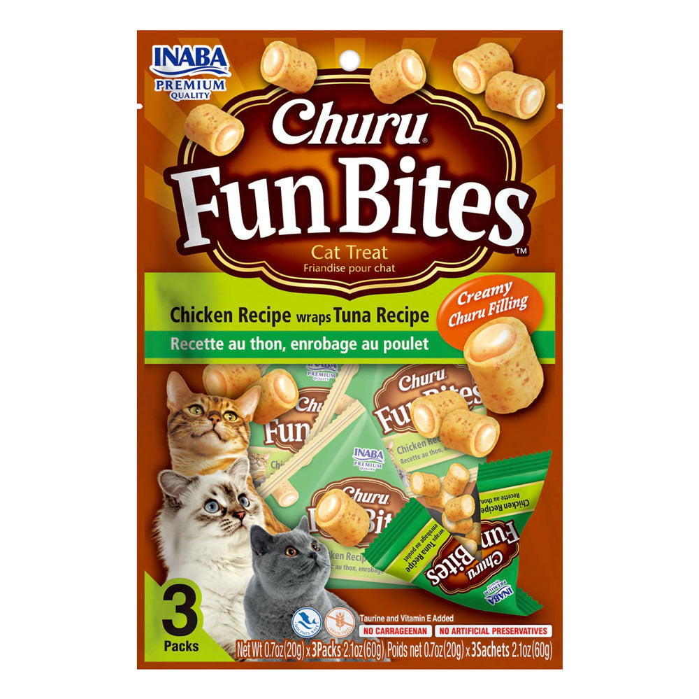 Inaba Cat Churu Fun Bites Chicken with Tuna Recipe Wraps - Carton of 6