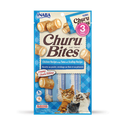 Inaba Cat Churu Bites Chicken with Tuna and Scallop Recipe Wraps 6x30g