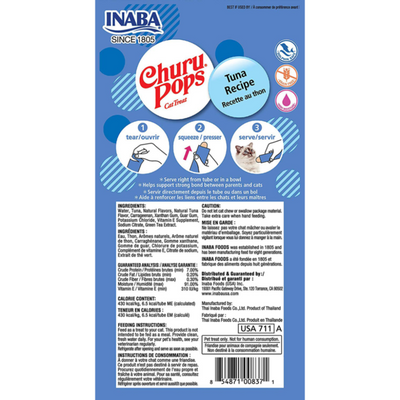 Inaba Cat Churu Pops Tuna Recipe - Carton of 6