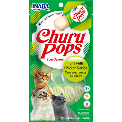 Inaba Cat Churu Pops Tuna with Chicken Recipe - Carton of 6