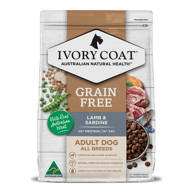 Ivory Coat Adult Dog Dry Food GRAIN FREE Lamb & Sardine Recipe