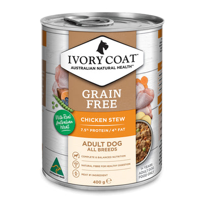 Ivory Coat Adult Dog Wet Food Grain Free Chicken Stew 12 x 400g