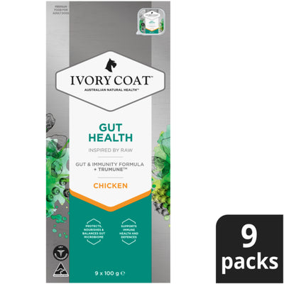 Ivory Coat Adult Dog Wet Food Trays Gut Health - 9 x 100g