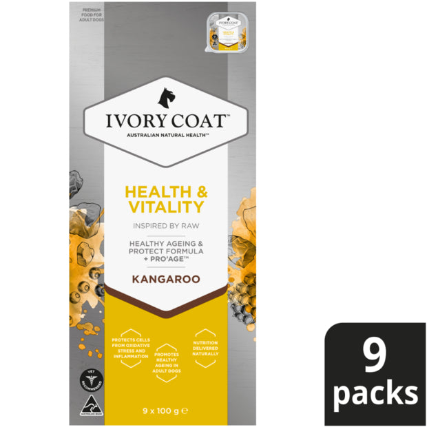 Ivory Coat Adult Dog Wet Food Trays Health & Vitality - 9 x 100g