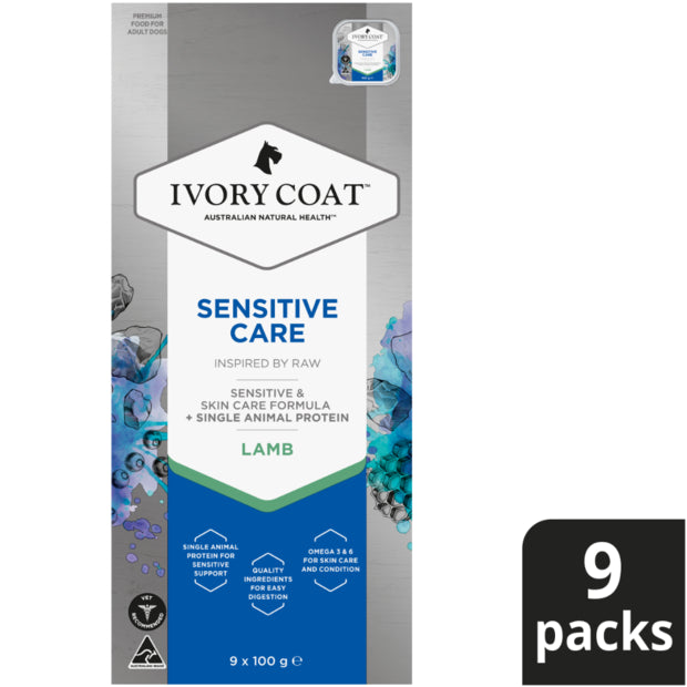 Ivory Coat Adult Dog Wet Food Trays Sensitive Care - 9 x 100g