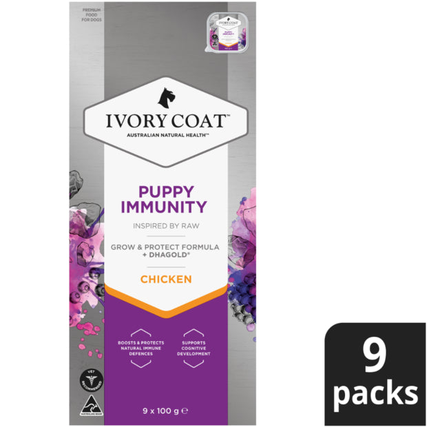 Ivory Coat Puppy Wet Food Trays Immunity - 9 x 100g