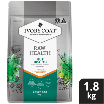 Ivory Coat Raw Health Adult Dog Dry Food Gut Health - 1.8kg