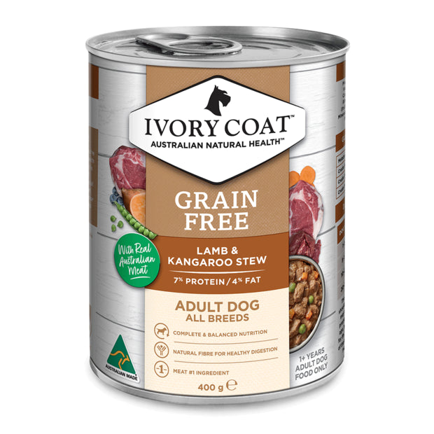 Ivory Coat Adult Dog Wet Food Grain Free Lamb & Kangaroo Stew 12 x 400g