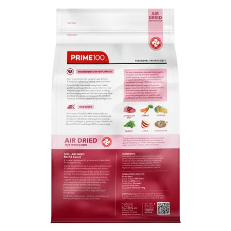 Prime100 SPD Air Dried Dog Food Beef & Carrot