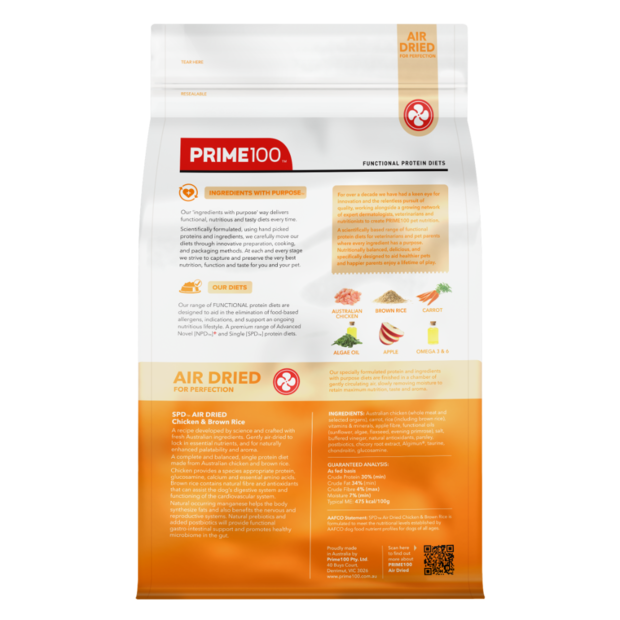 Prime100 SPD Air Dried Dog Food Chicken & Brown Rice 2.2kg