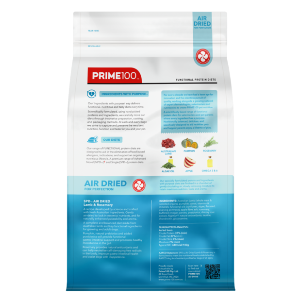 Prime100 SPD Air Dried Dog Food Lamb & Rosemary