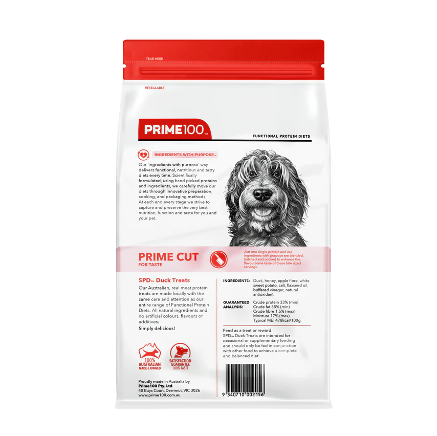 Prime100 SPD Prime Cut Dog Duck Treats 100g