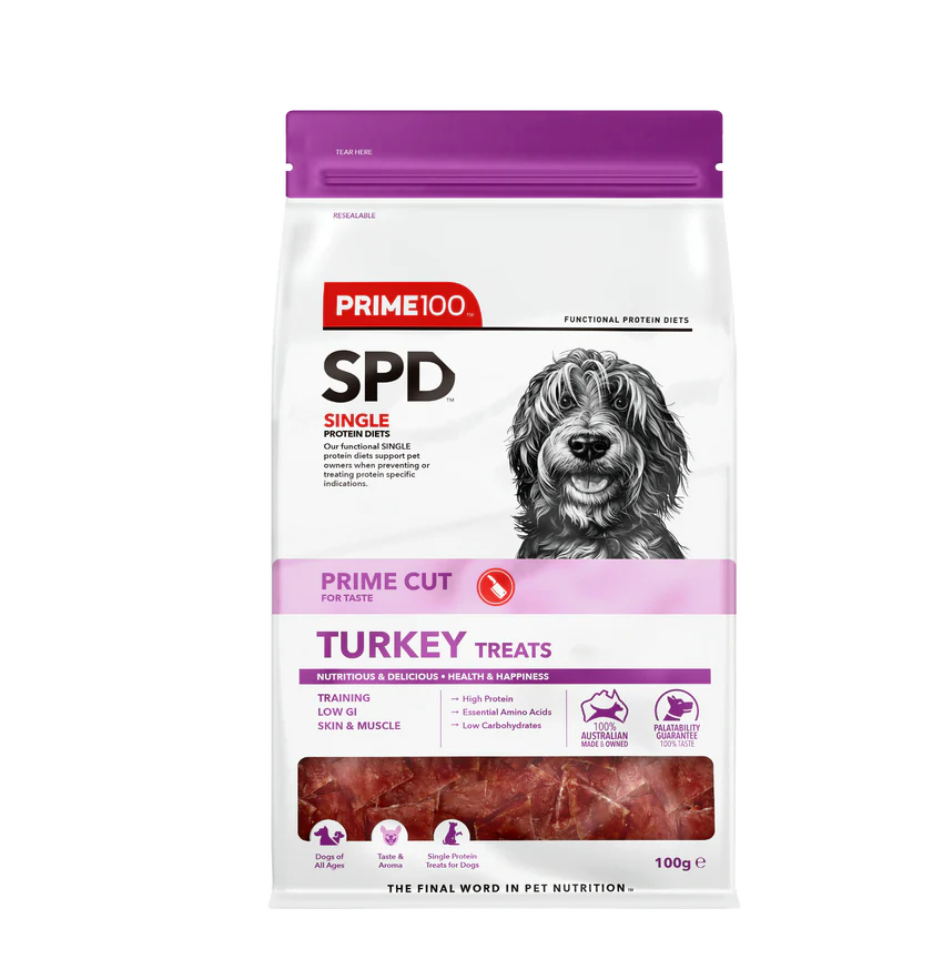 Prime100 SPD Prime Cut Dog Turkey Treats 100g