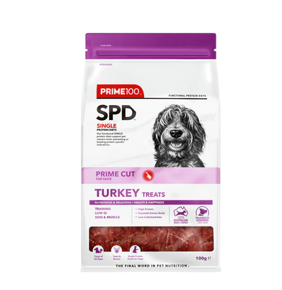 Prime100 SPD Prime Cut Dog Turkey Treats 100g