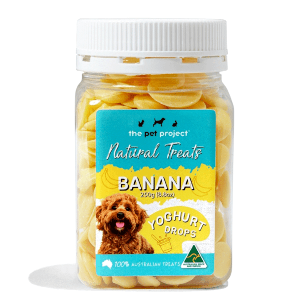 The Pet Project Natural Dog Treats Banana Yogurt Drops 250g