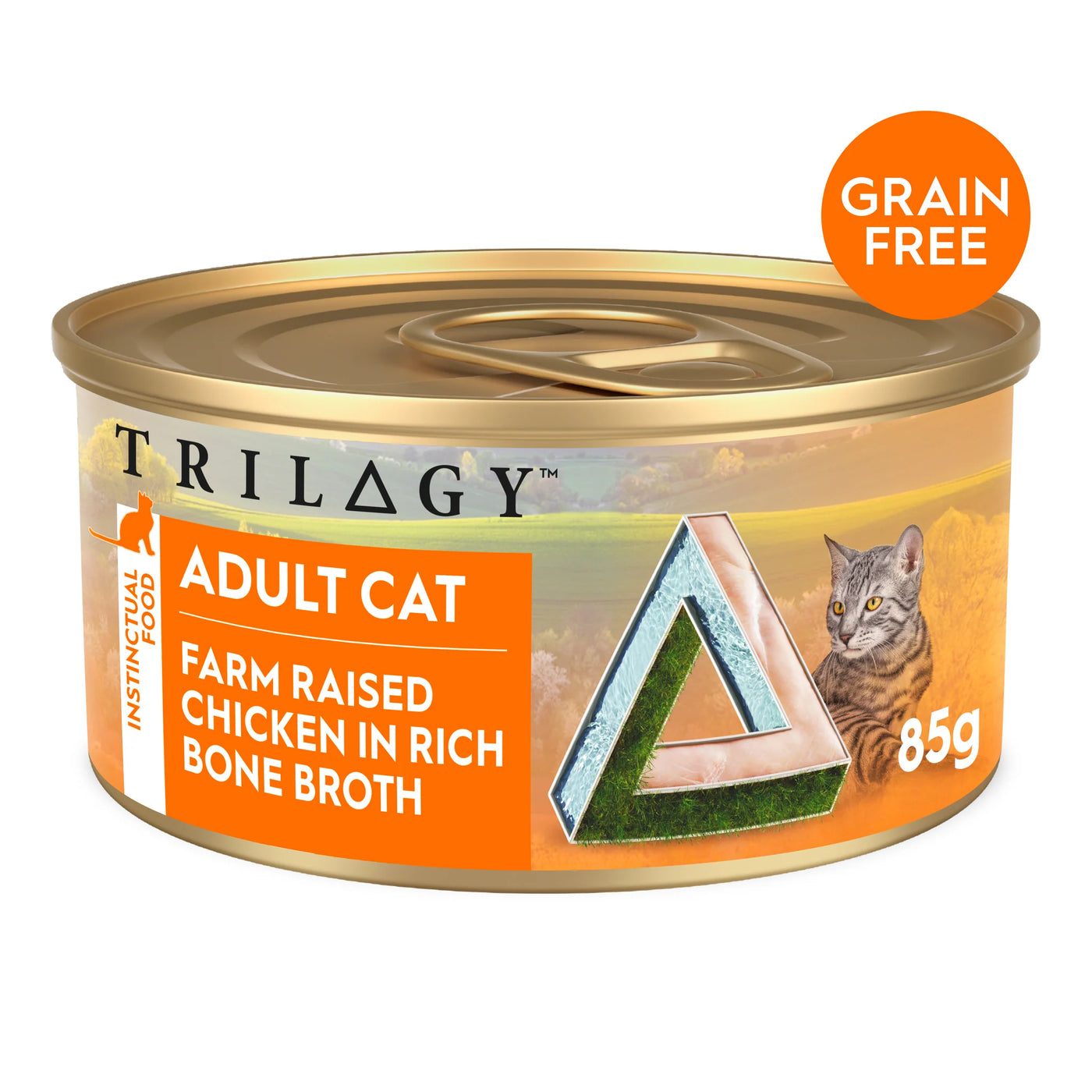 Trilogy Adult Cat Wet Food Grain Free Tins Farm Raised Chicken in Rich Bone Broth 24 x 85g