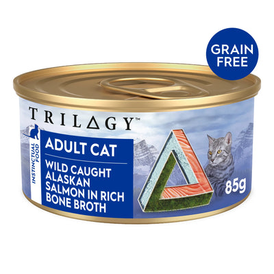 Trilogy Adult Cat Wet Food Grain Free Tins Wild Caught Alaskan Salmon in Rich Bone Broth 24 x 85g