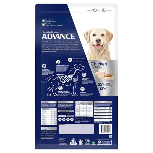 Advance Adult Dog Food Large Breed Healthy Weight Chicken with Rice Recipe 13Kg